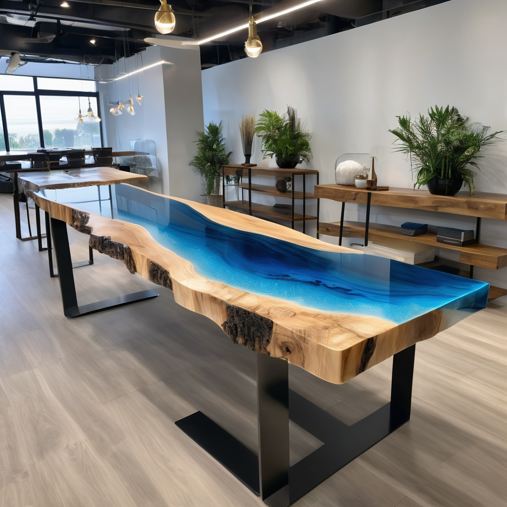 Elegant ocean epoxy tables showcasing premium quality and modern craftsmanship